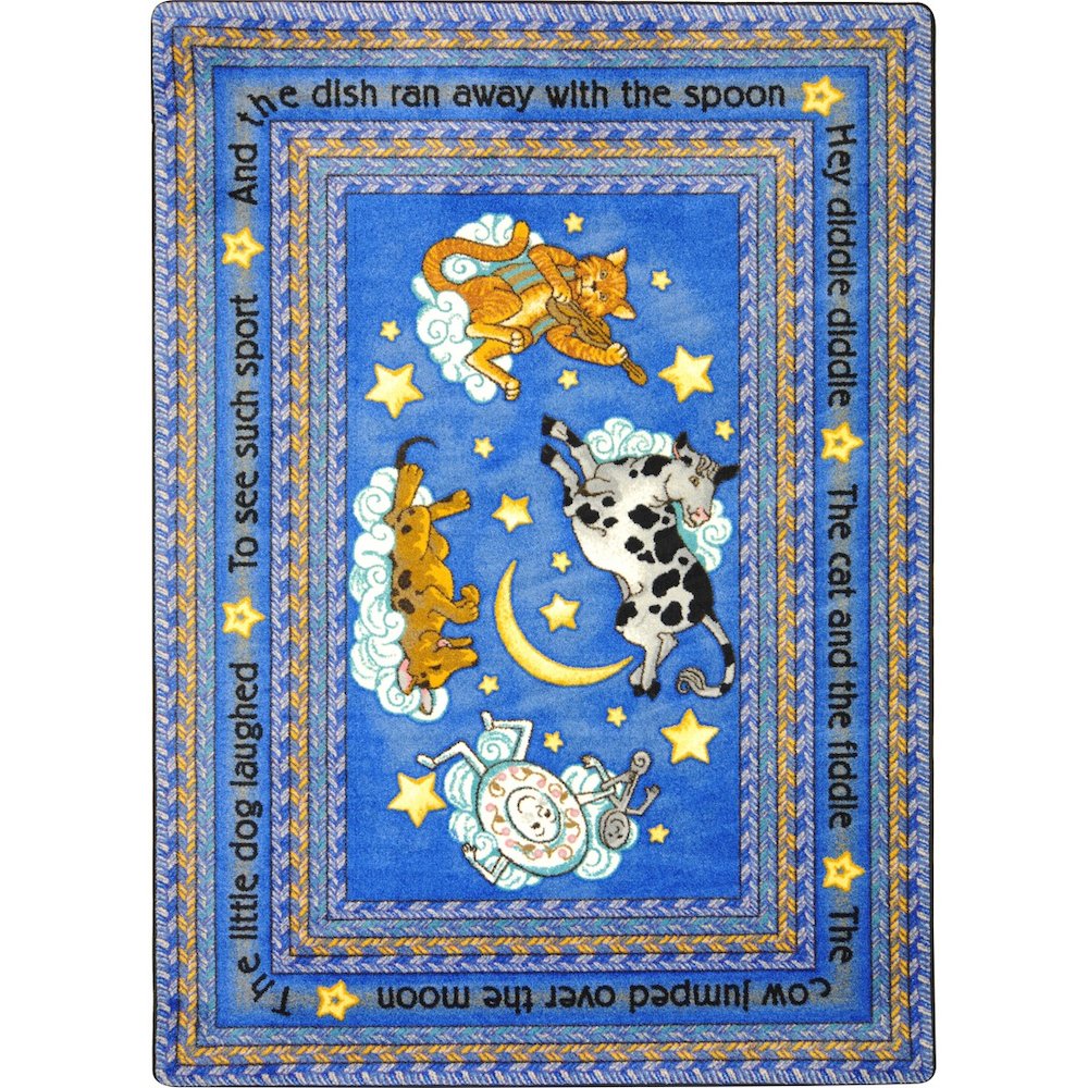 Kid Essentials Hey Diddle Diddle 7'8" x 10'9" Area Rug in Color Blue