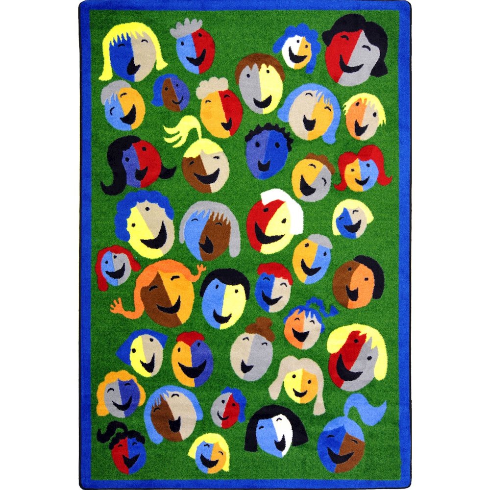 Kid Essentials Joyful Faces 7'8" x 10'9" Area Rug in Color Green