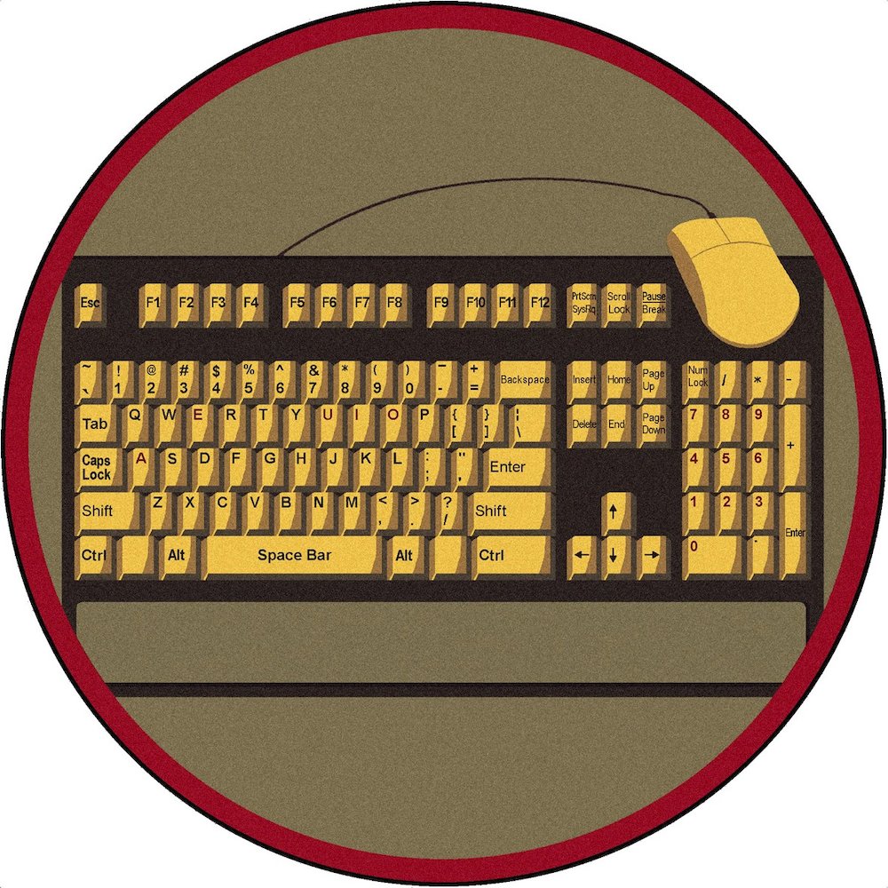 Kid Essentials Keyboard Connection 13'2" Round Area Rug in Color Brown