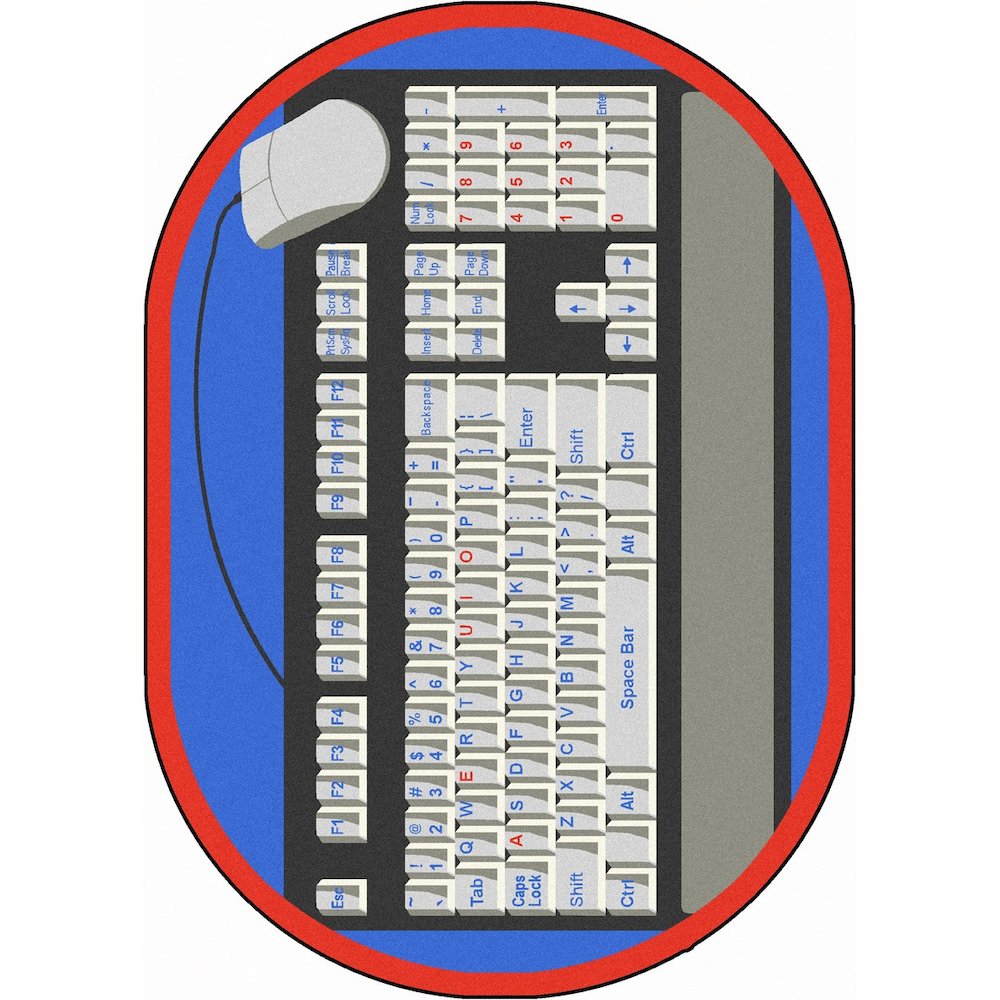 Kid Essentials Keyboard Connection 10'9" x 13'2" Oval Area Rug in Color Gray