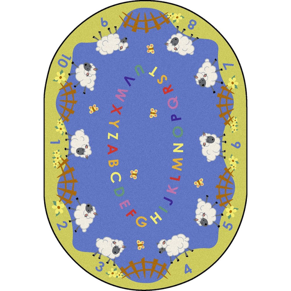Kid Essentials Lamby Pie 10'9" x 13'2" Oval Area Rug in Color Multi