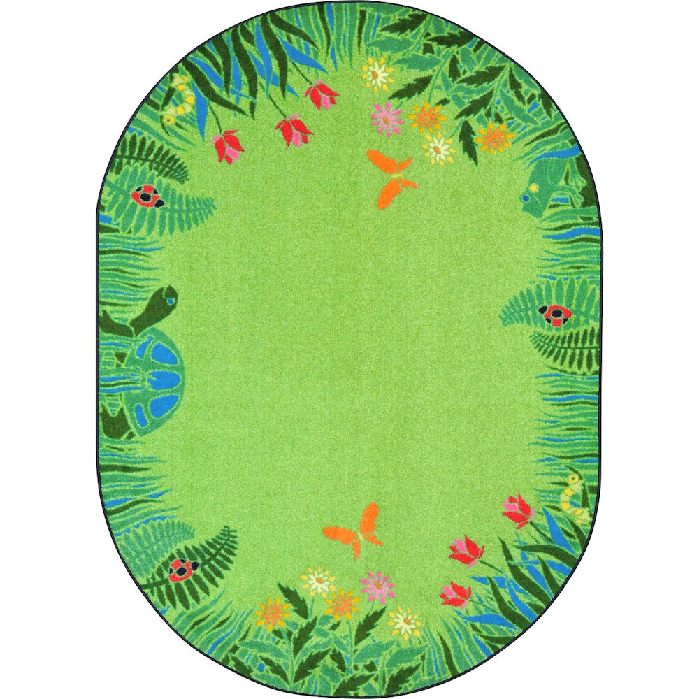 Kid Essentials Merry Meadows 10'9" x 13'2" Oval Area Rug in Color Green