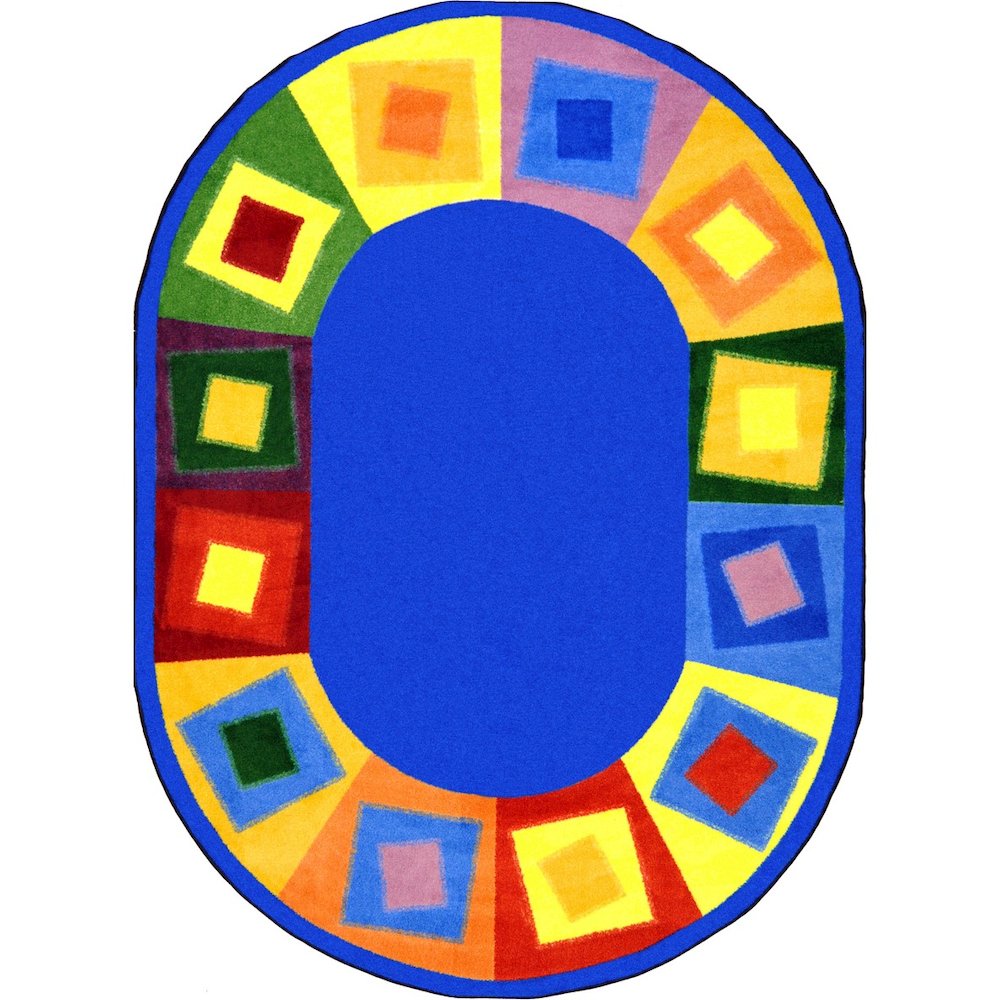 Kid Essentials Off Balance 10'9" x 13'2" Oval Area Rug in Color Brights