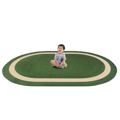 Kid Essentials Portrait 10'9" x 13'2" Oval Area Rug in Color Greenfield
