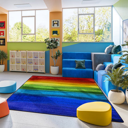 Kid Essentials Rainbow Magic 10'9" x 13'2" Area Rug in Color Rainbow