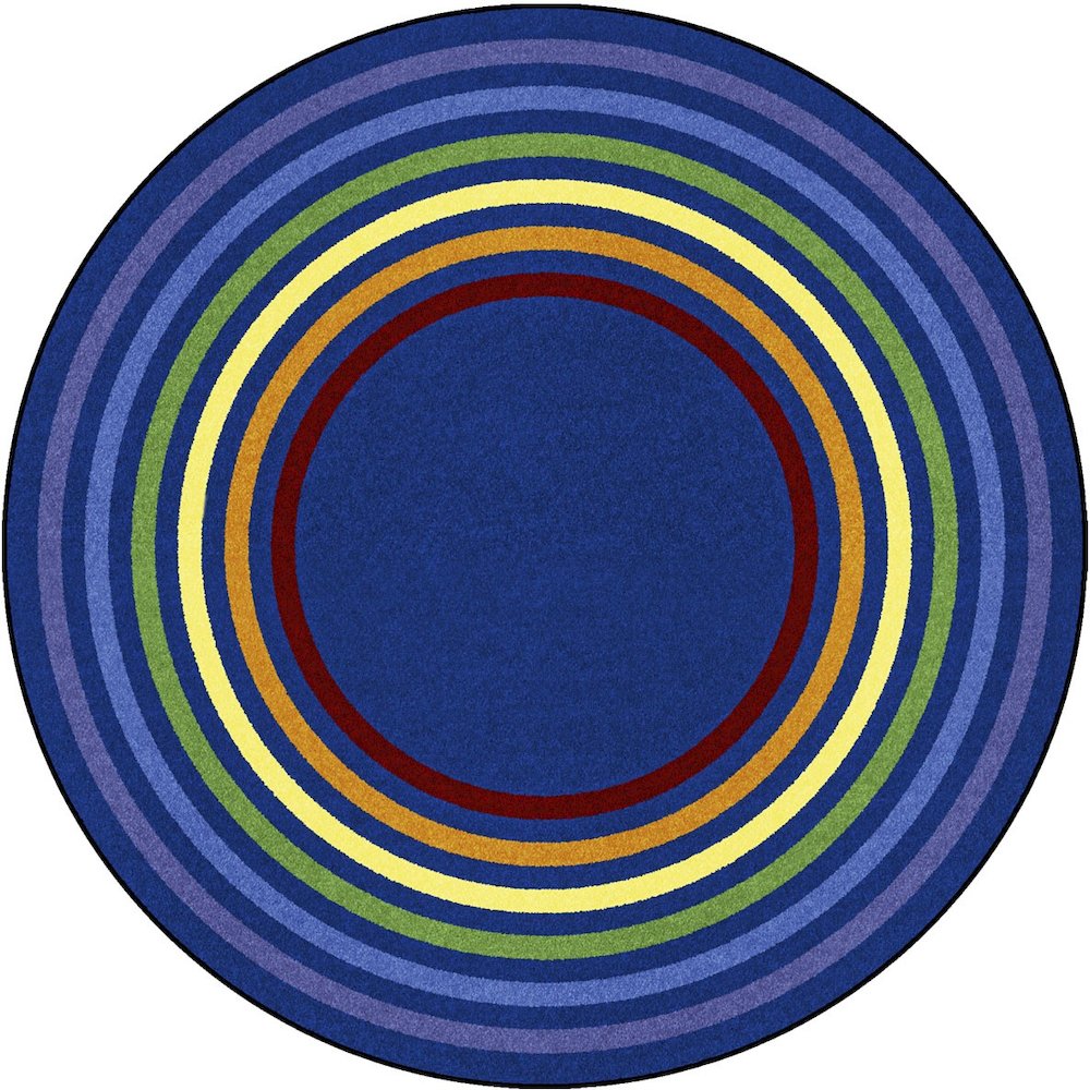 Kid Essentials Rainbow Rings 13'2" Round Area Rug in Color Multi