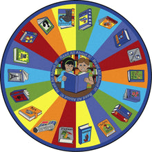 Kid Essentials Read All About It 13'2" Round Area Rug in Color Multi
