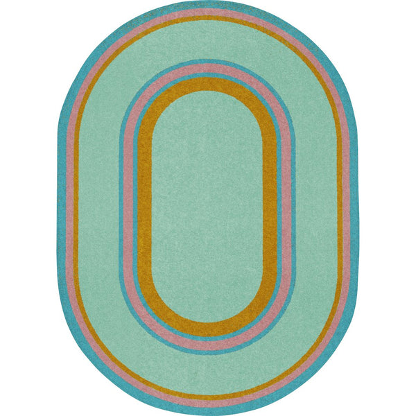 Kid Essentials Ripples 7'8" x 10'9" Oval Area Rug in Color Teal