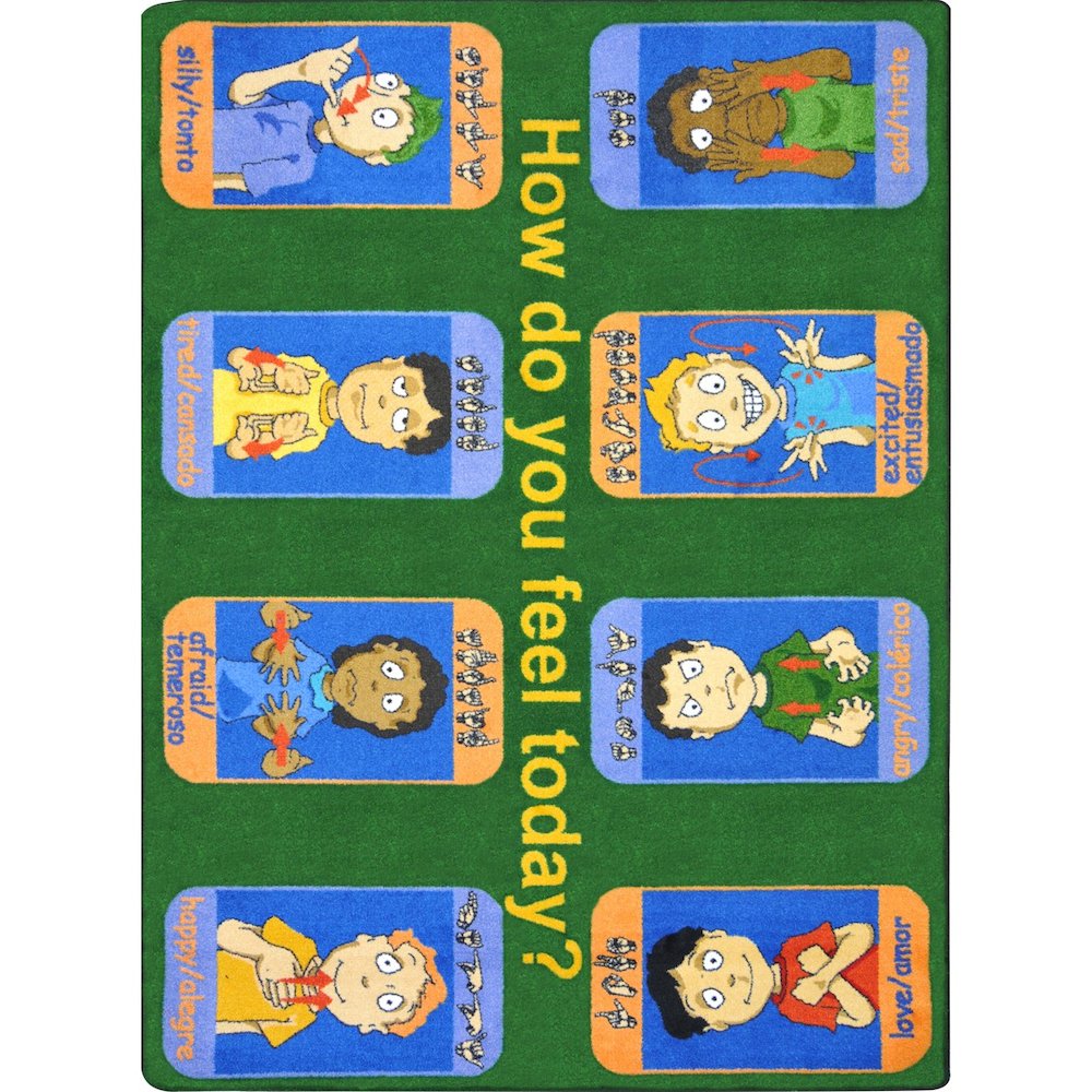 Kid Essentials Signs of Emotions 10'9" x 13'2" Area Rug in Color Multi