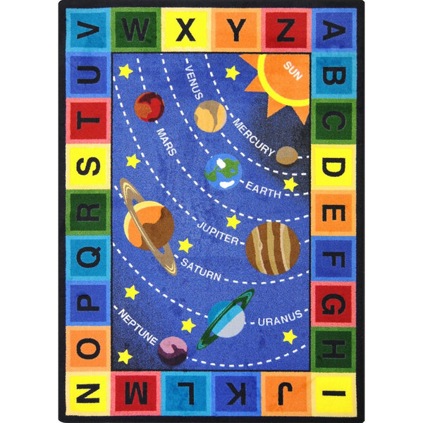 Kid Essentials Space Alphabet 10'9" x 13'2" Area Rug in Color Multi