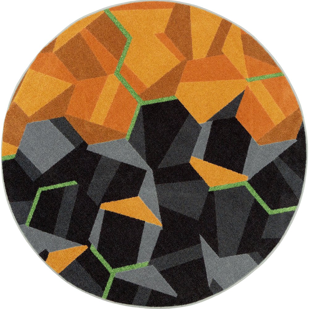 Kid Essentials Stealth 13'2" Round Area Rug in Color Tangerine