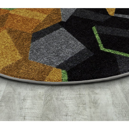 Kid Essentials Stealth 13'2" Round Area Rug in Color Tangerine