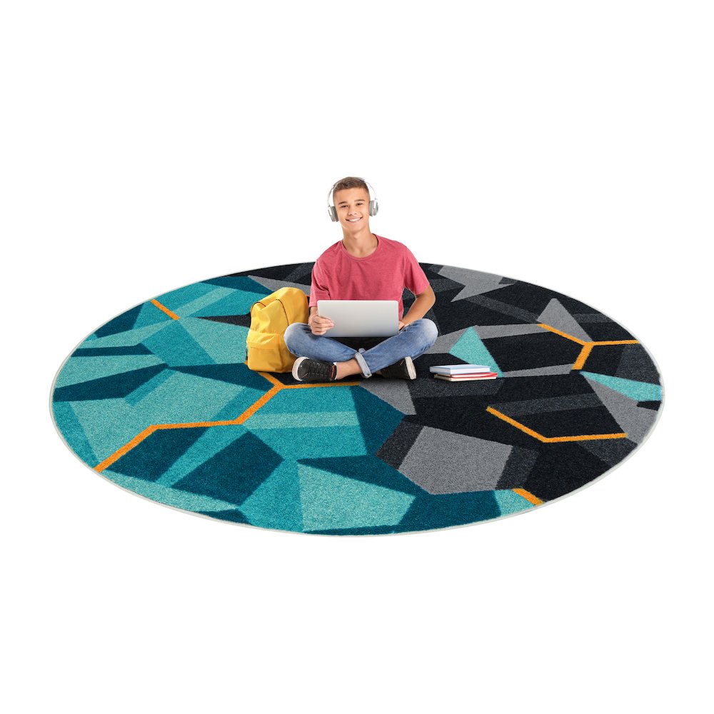Kid Essentials Stealth 13'2" Round Area Rug in Color Teal