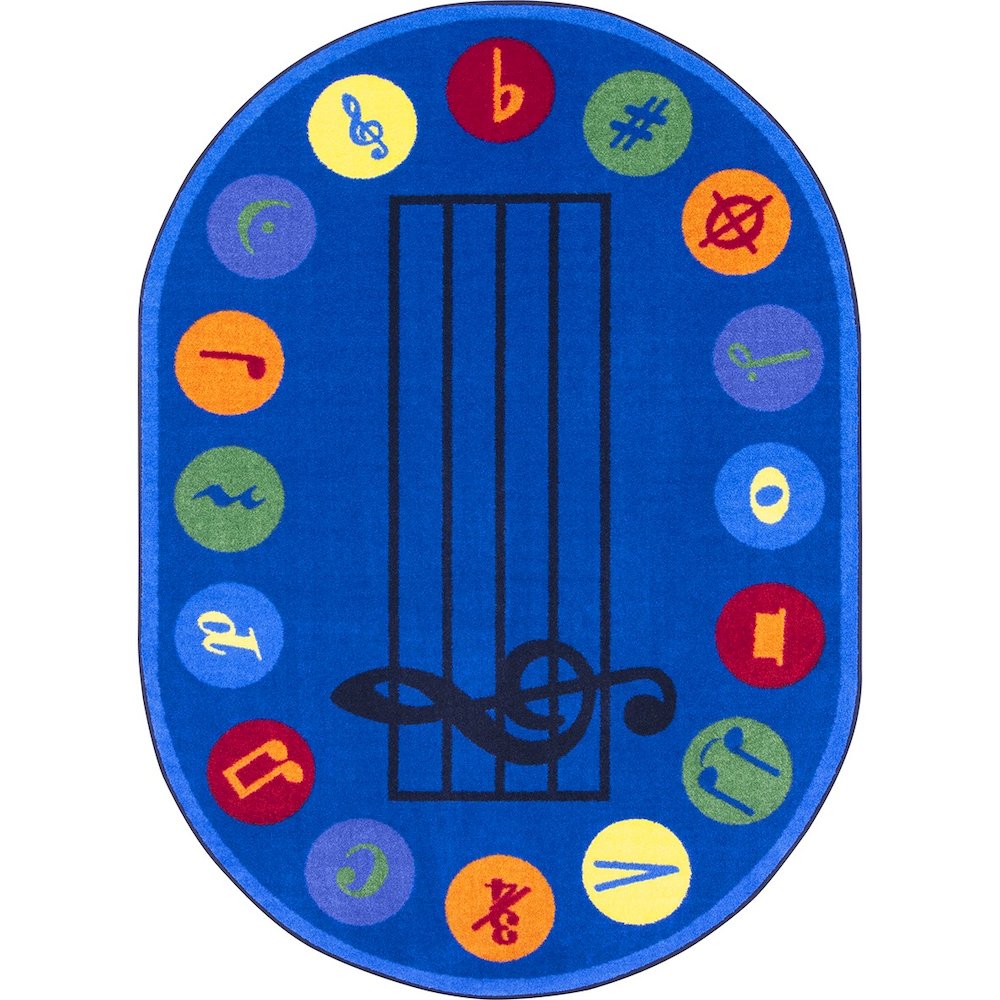 Kid Essentials Take Note 10'9" x 13'2" Oval Area Rug in Color Multi