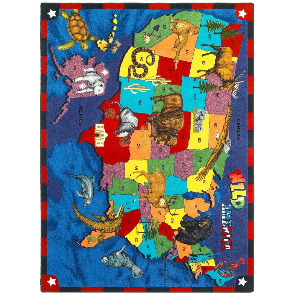 Kid Essentials Wild America 10'9" x 13'2" Area Rug in Color Multi