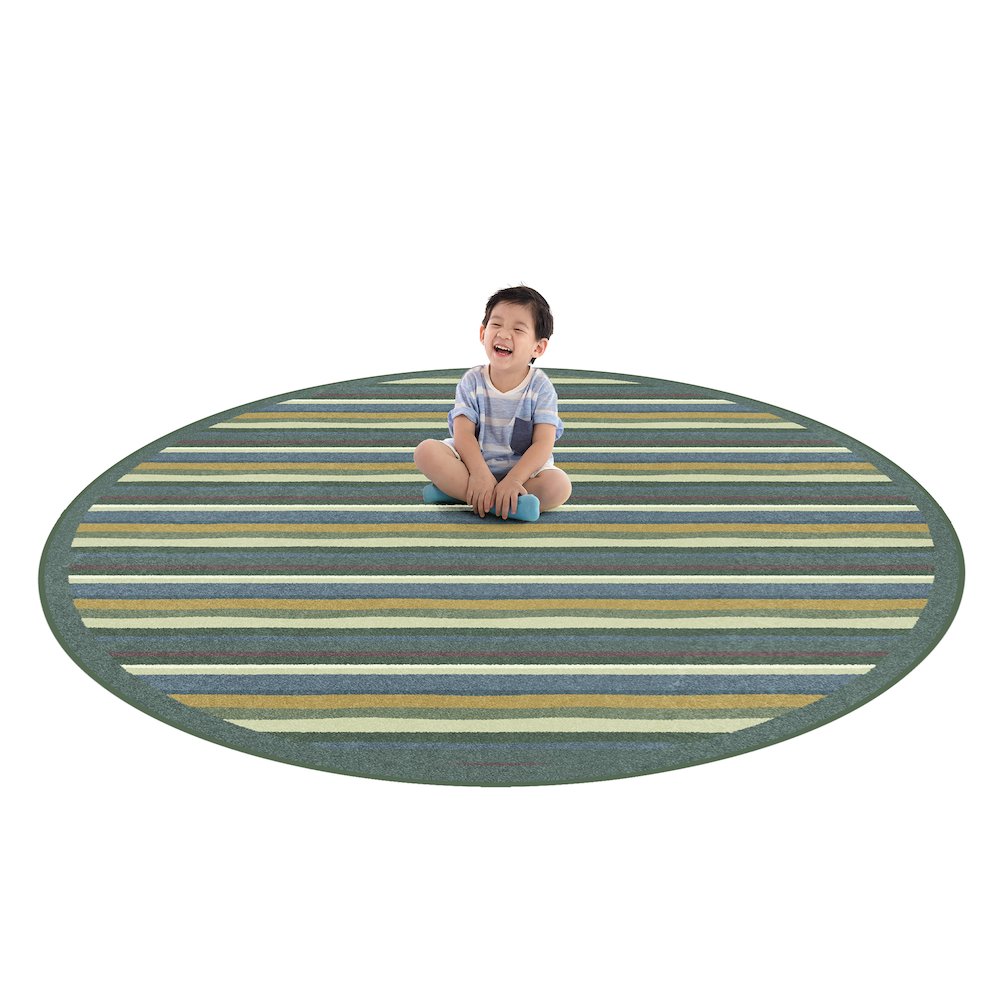 Kid Essentials Yipes Stripes 13'2" Round Area Rug in Color Soft