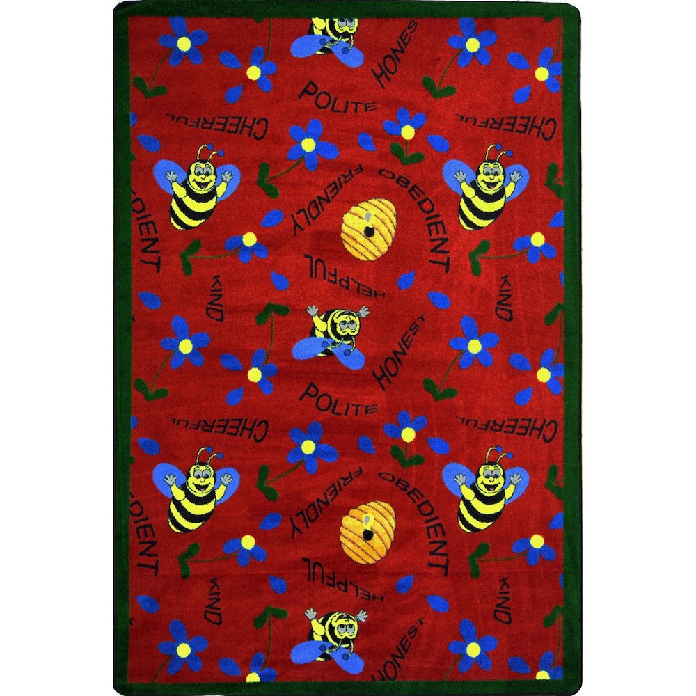 Kid Essentials Bee Attitudes 10'9" x 13'2" Area Rug in Color Red