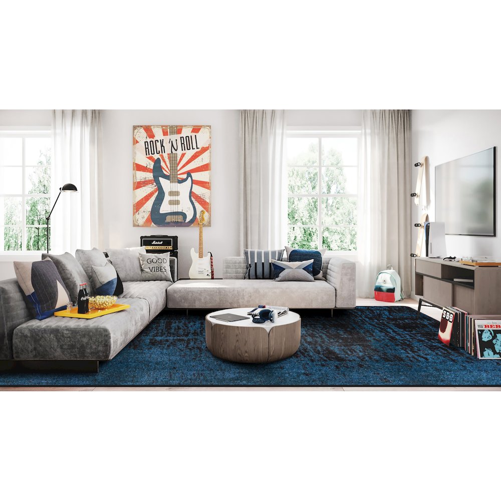 Kid Essentials Coastal Canvas 10'9" x 13'2" Area Rug in Color Deep Water
