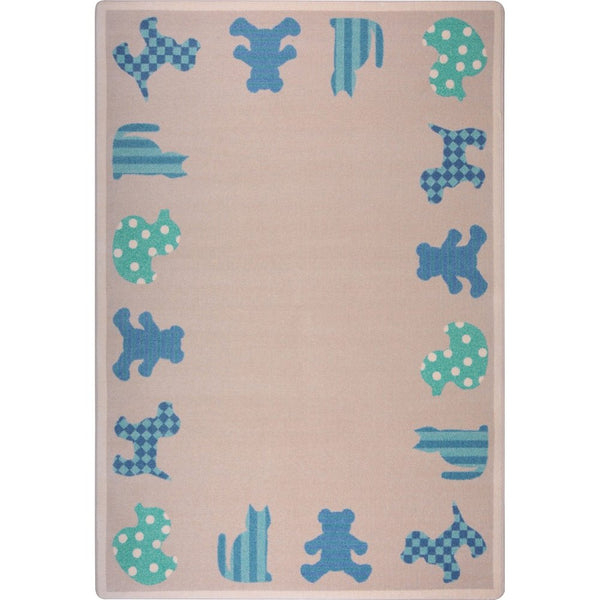 Kid Essentials Frisky Friends 10'9" x 13'2" Area Rug in Color Blue