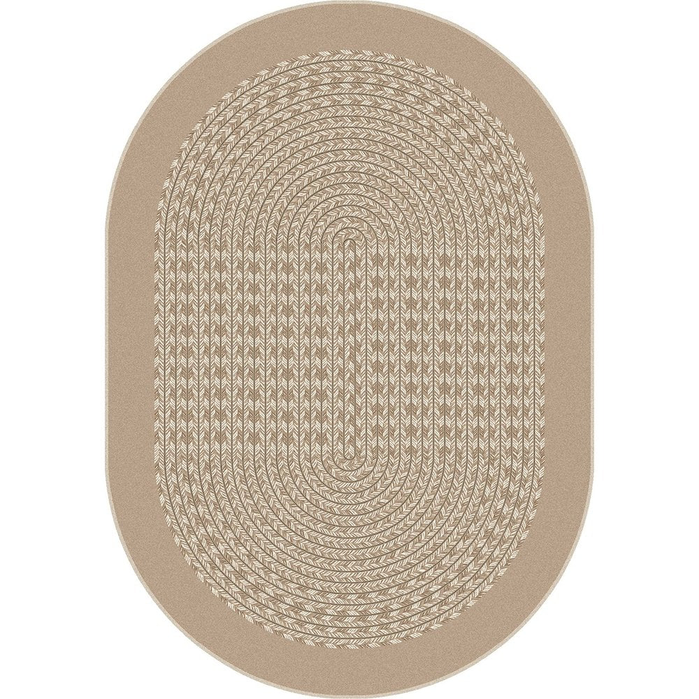 Kid Essentials Like Home 10'9" x 13'2" Oval Area Rug in Color Beige