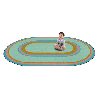 Kid Essentials Ripples 10'9" x 13'2" Oval Area Rug in Color Teal
