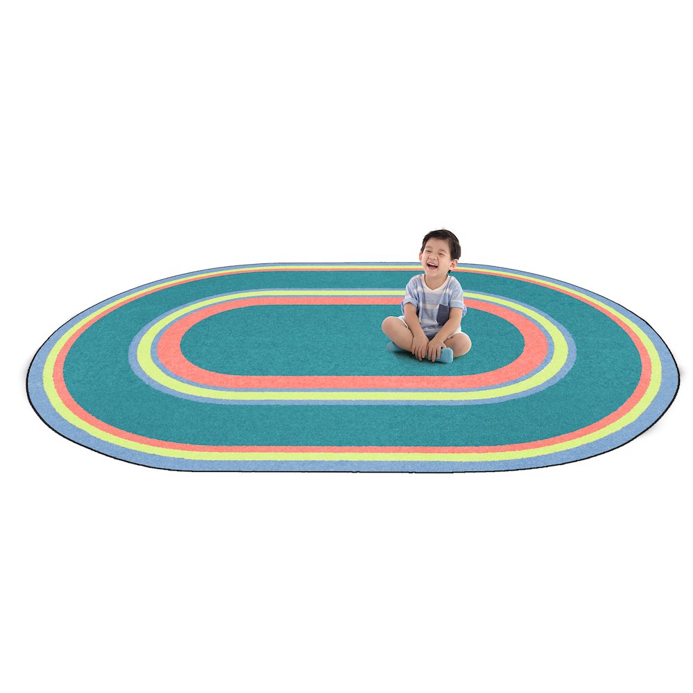 Kid Essentials Ripples 10'9" x 13'2" Oval Area Rug in Color Teen