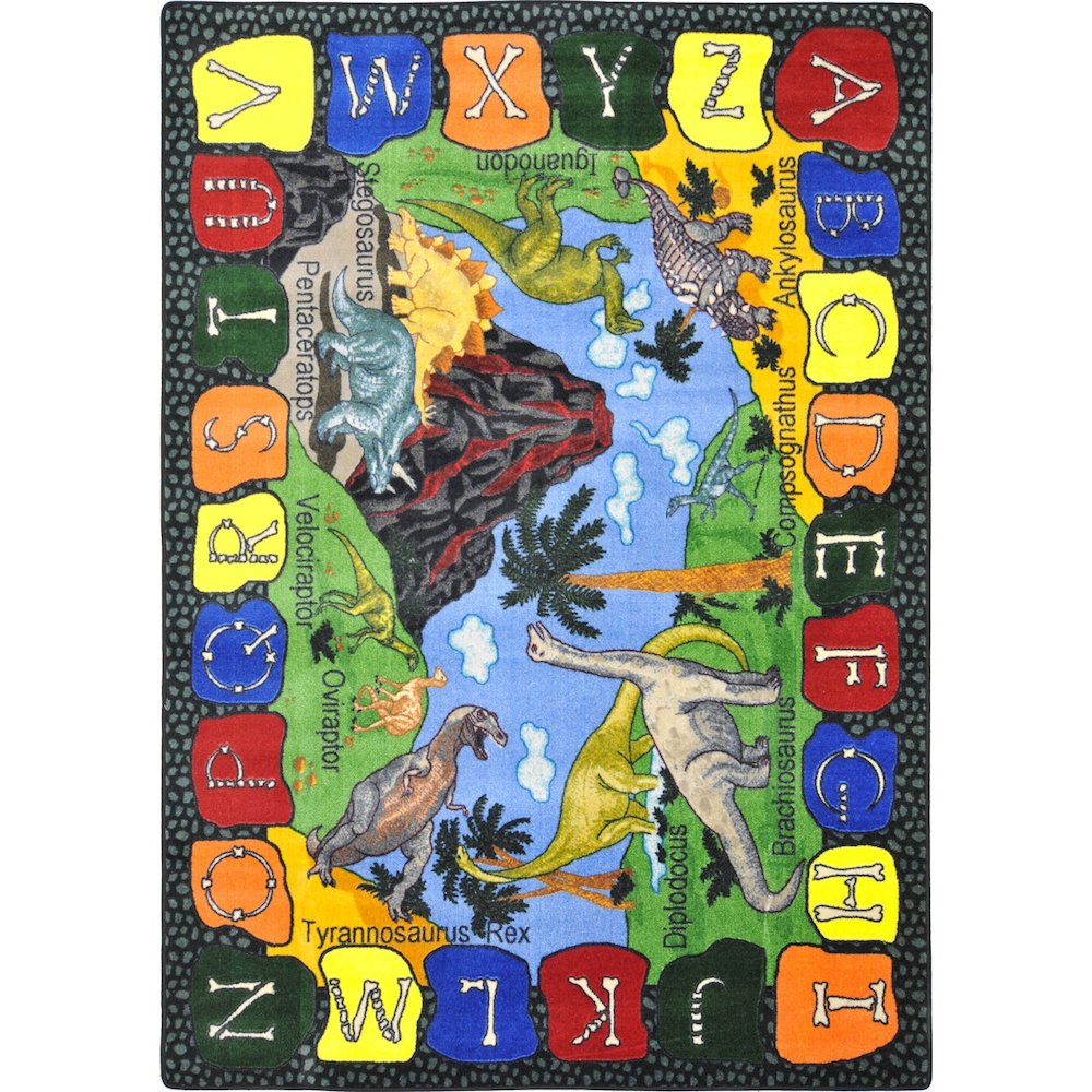 Kid Essentials We Dig Dinosaurs 7'8" x 10'9" Area Rug in Color Multi