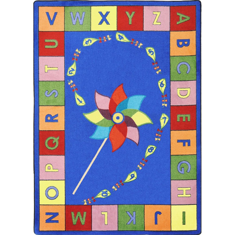 Kid Essentials Alphabet Pinwheel 10'9" x 13'2" Area Rug in Color Multi