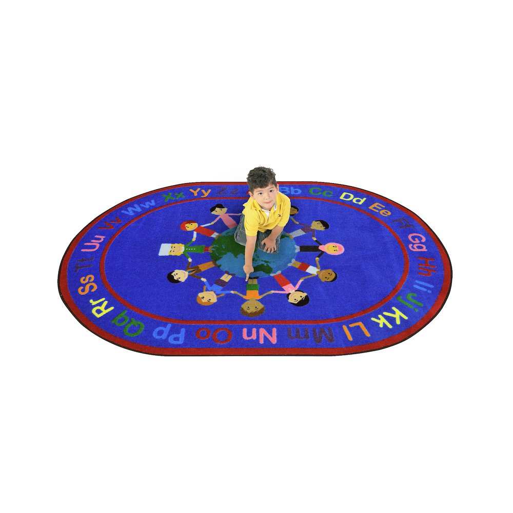 Kid Essentials A World of Friends 7'8" x 10'9" Oval Area Rug in Color Multi