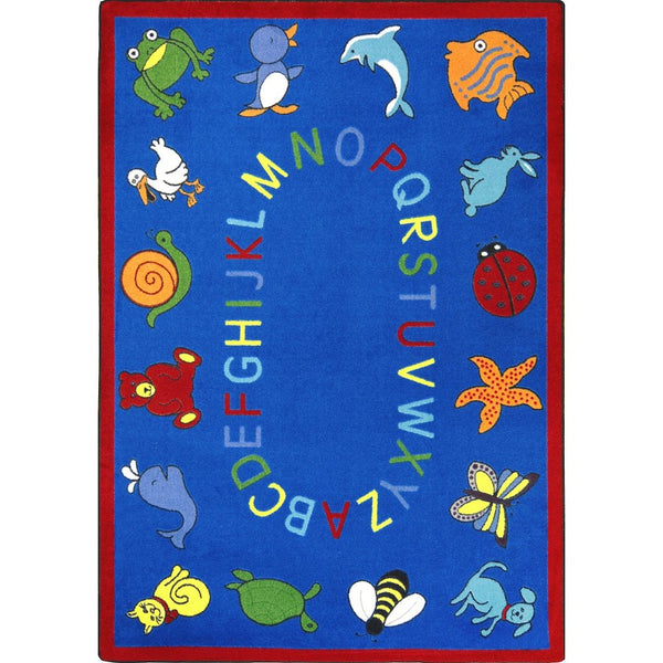 Kid Essentials ABC Animals 5'4" x 7'8" Area Rug in Color Blue