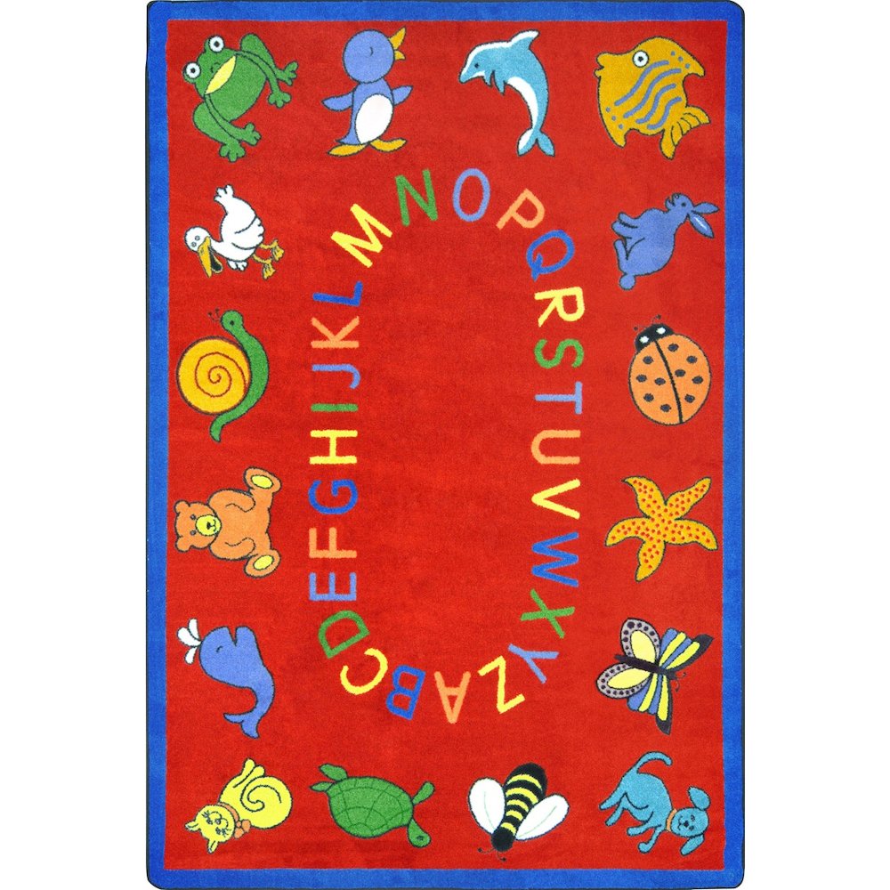 Kid Essentials ABC Animals 5'4" x 7'8" Area Rug in Color Red