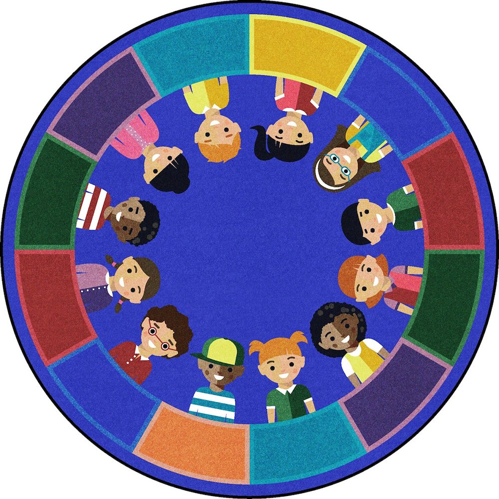 Kid Essentials All of Us Together 7'7" Round Area Rug in Color Multi