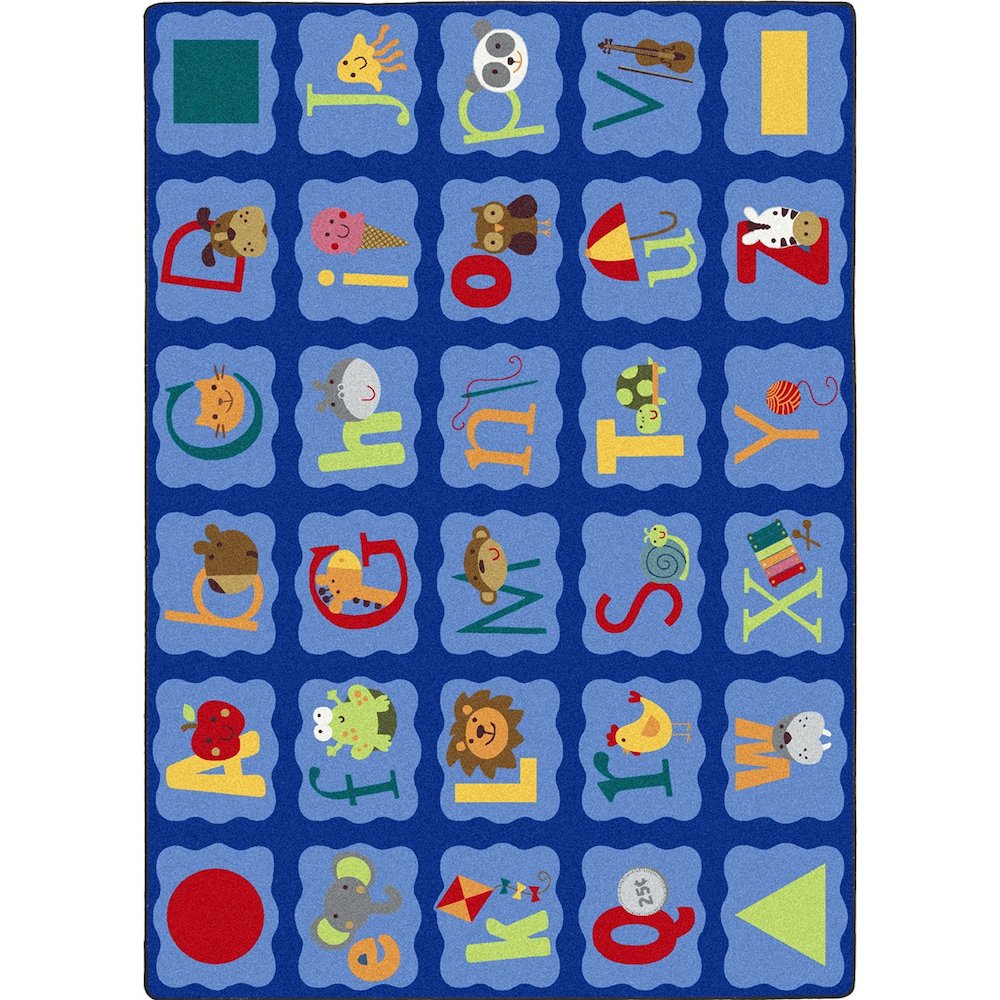 Kid Essentials Alphabet Blues 3'10" x 5'4" Area Rug in Color Multi