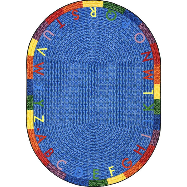 Kid Essentials Alphabet Braid 3'10" x 5'4" Oval Area Rug in Color Multi