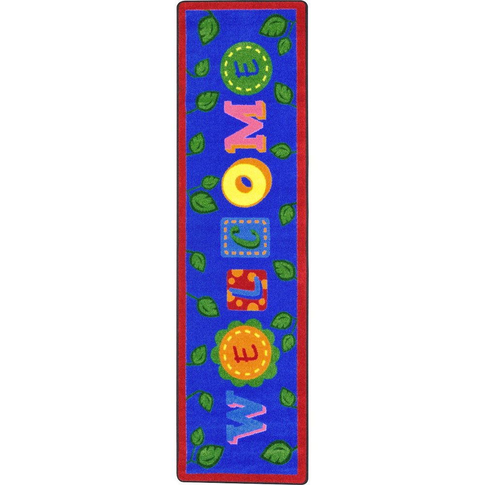 Kid Essentials Alphabet Leaves 2'1" x 7'8" Runner Area Rug in Color Bold