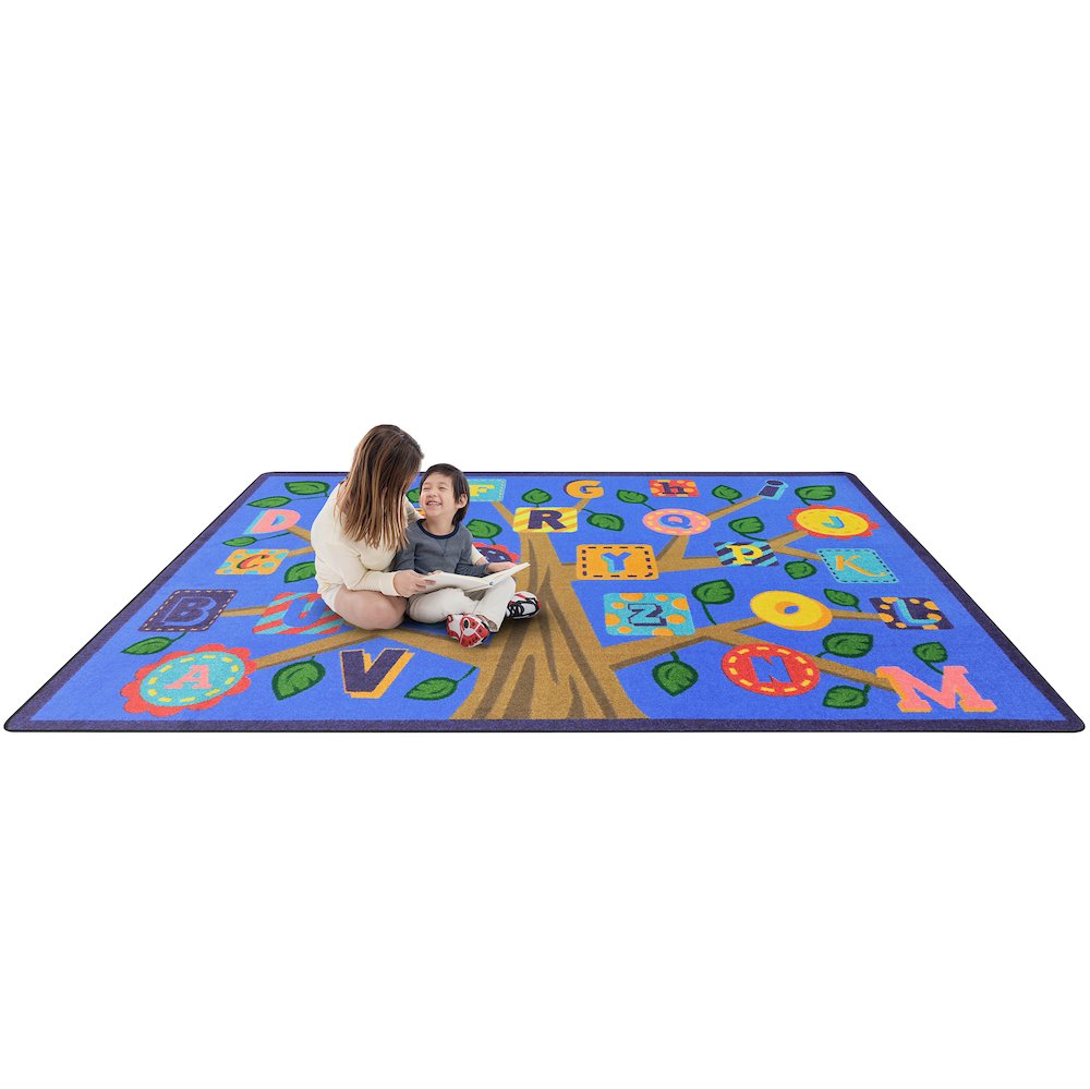 Kid Essentials Alphabet Leaves 5'4" x 7'8" Area Rug in Color Soft