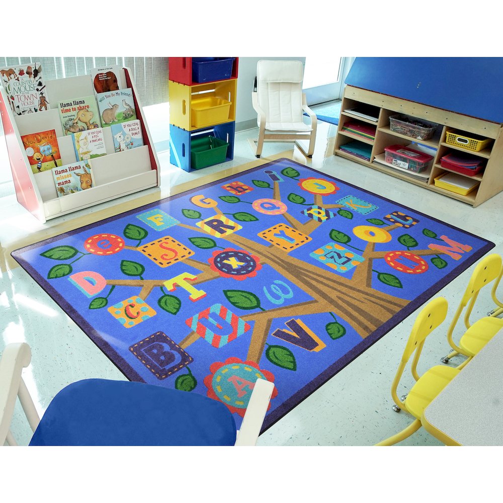 Kid Essentials Alphabet Leaves 5'4" x 7'8" Area Rug in Color Soft