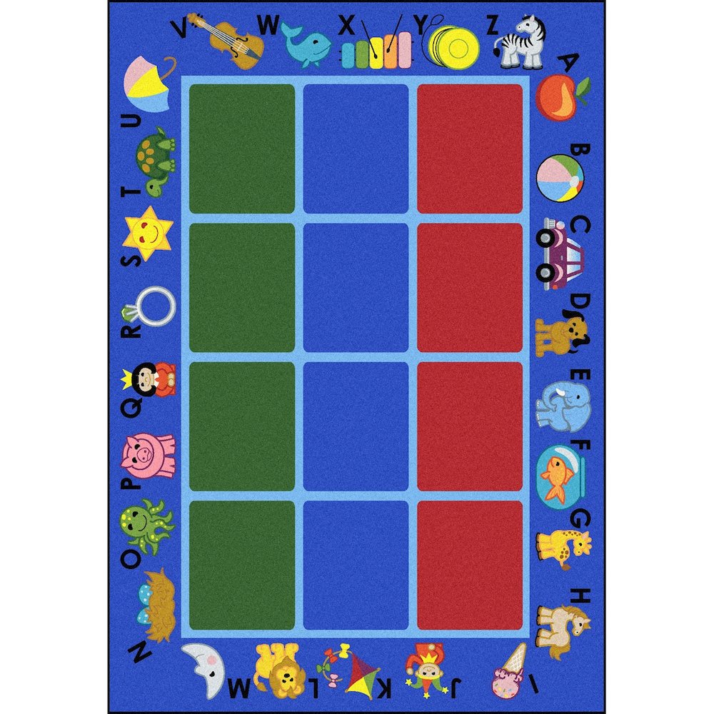 Kid Essentials Alphabet Phonics 5'4" x 7'8" Area Rug in Color Blue