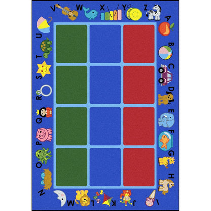 Kid Essentials Alphabet Phonics 5'4" x 7'8" Area Rug in Color Blue
