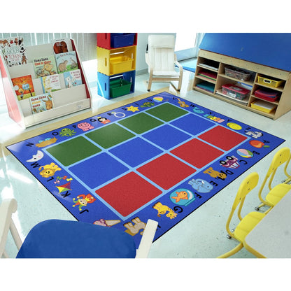 Kid Essentials Alphabet Phonics 5'4" x 7'8" Area Rug in Color Blue