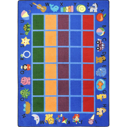 Kid Essentials Alphabet Phonics 7'8" x 10'9" Area Rug in Color Blue