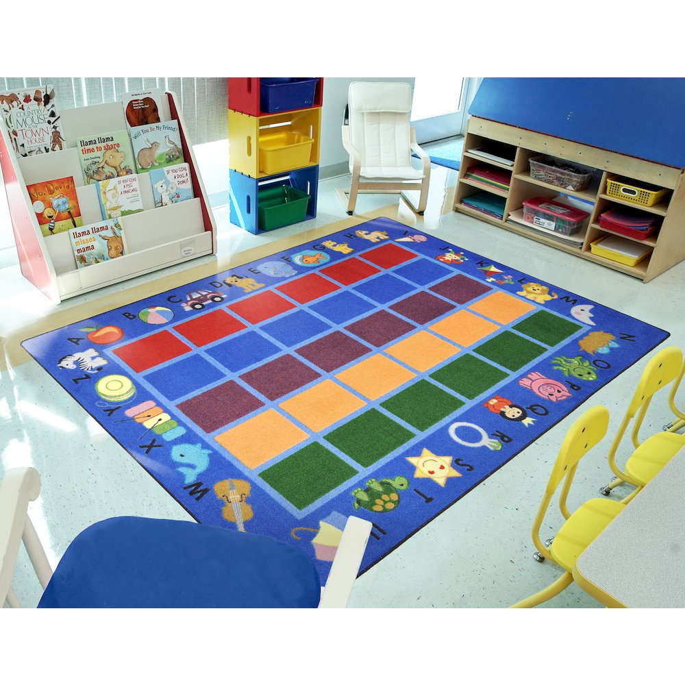 Kid Essentials Alphabet Phonics 7'8" x 10'9" Area Rug in Color Blue