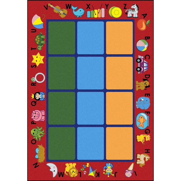 Kid Essentials Alphabet Phonics 5'4" x 7'8" Area Rug in Color Red
