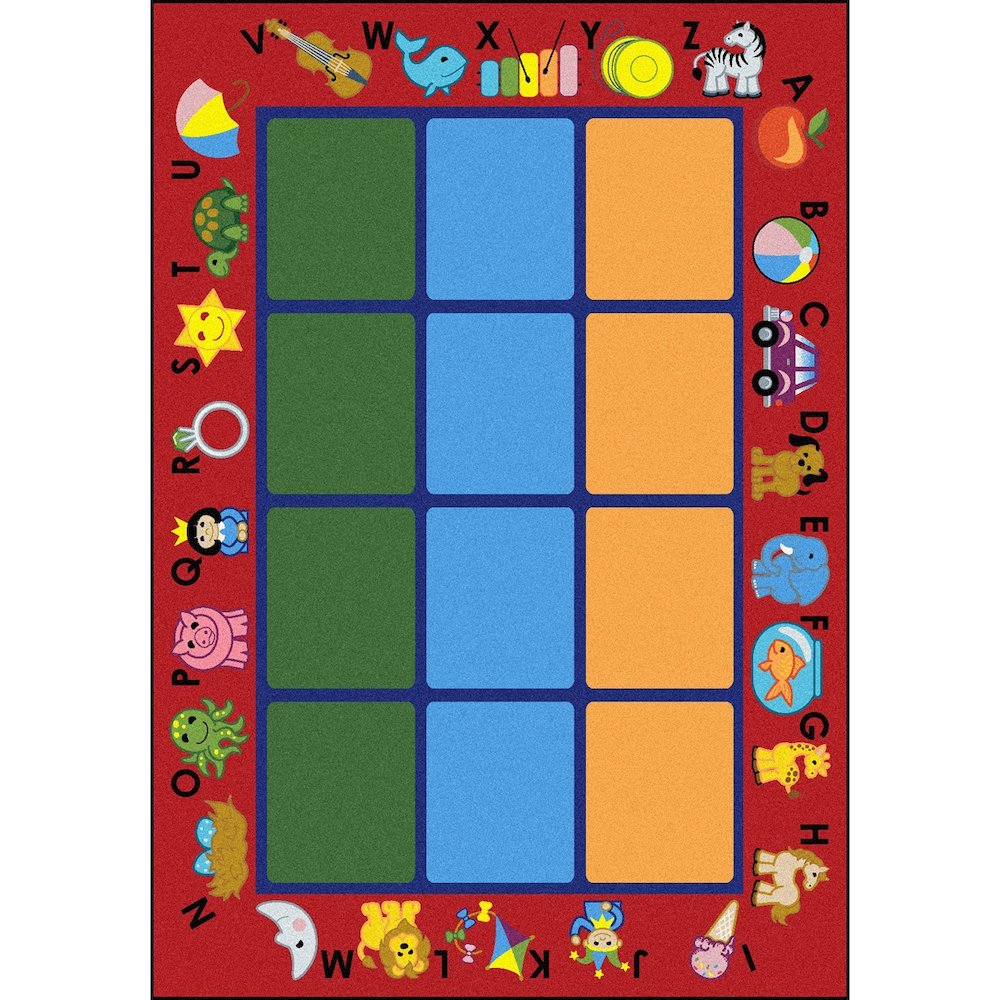 Kid Essentials Alphabet Phonics 5'4" x 7'8" Area Rug in Color Red