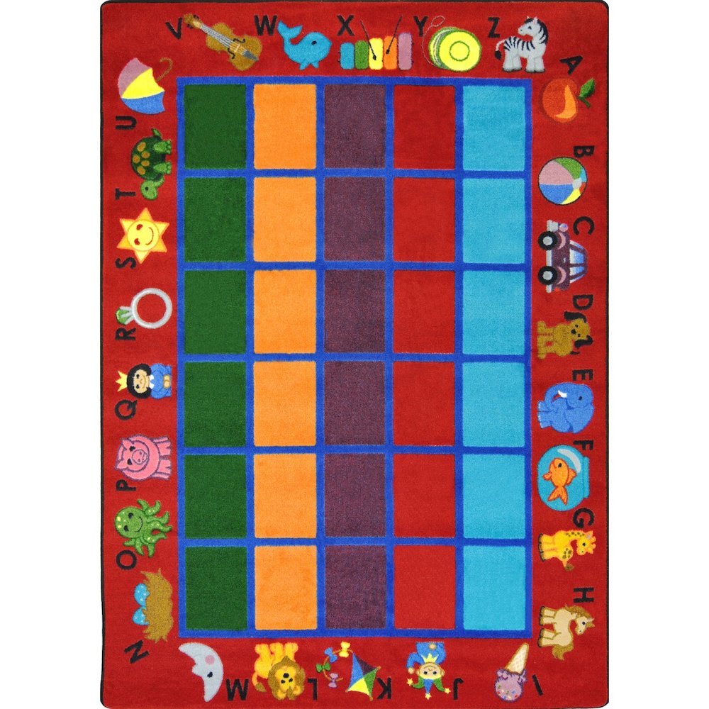 Kid Essentials Alphabet Phonics 7'8" x 10'9" Area Rug in Color Red