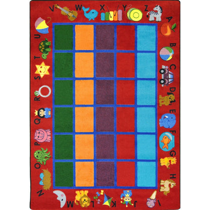 Kid Essentials Alphabet Phonics 7'8" x 10'9" Area Rug in Color Red