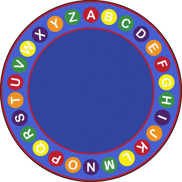 Kid Essentials Alphabet Spots 7'7" Round Area Rug in Color Multi