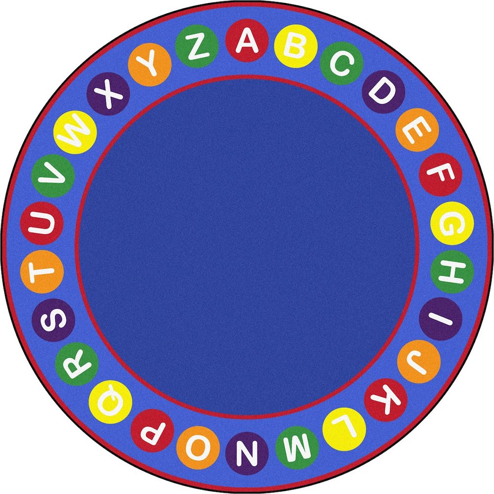 Kid Essentials Alphabet Spots 7'7" Round Area Rug in Color Multi
