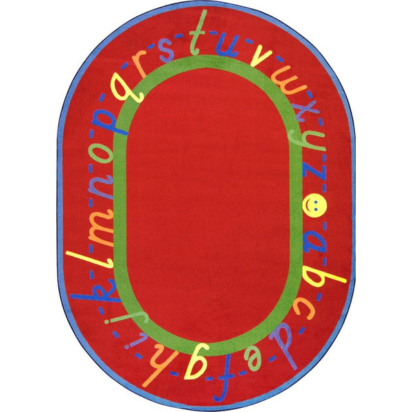 Kid Essentials AlphaScript 5'4" x 7'8" Oval Area Rug in Color Red
