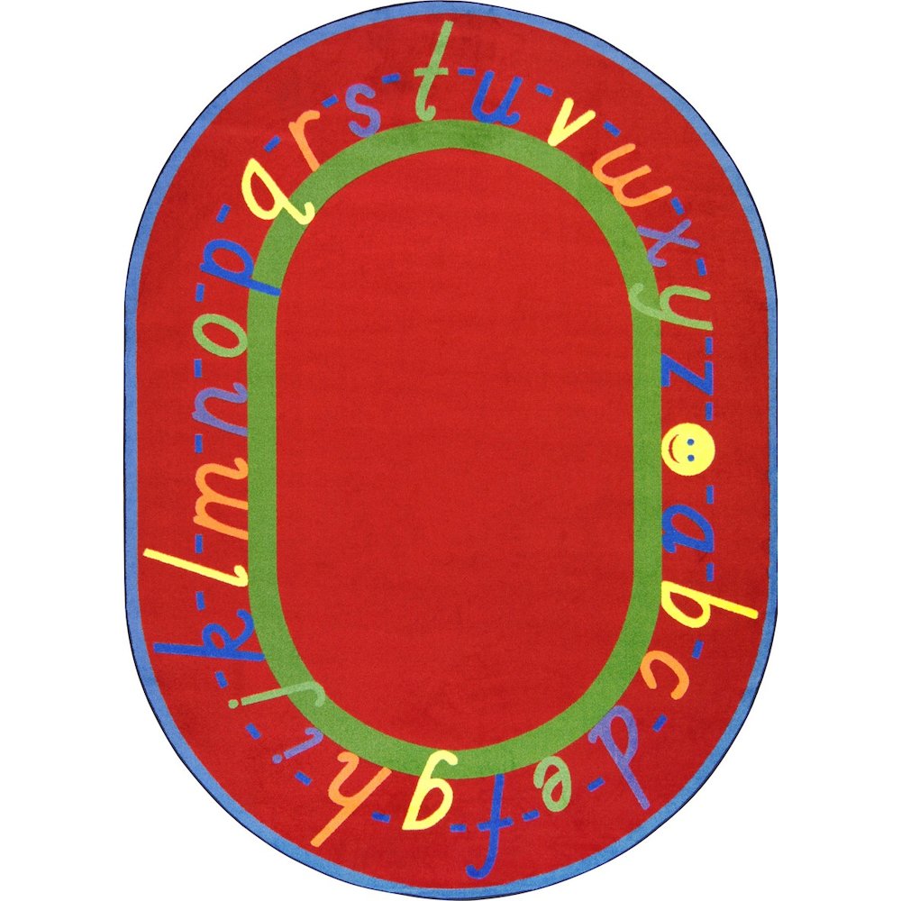 Kid Essentials AlphaScript 5'4" x 7'8" Oval Area Rug in Color Red